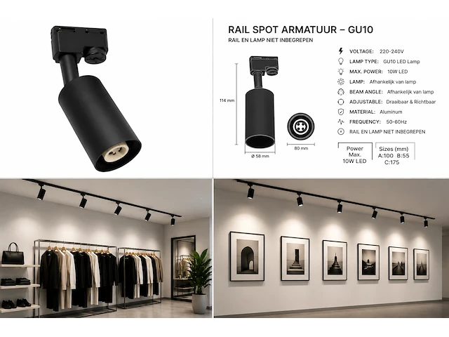 Verstelbare led railspot (horoz) – ip20 – bazel (20 stuks) - afbeelding 3 van  5