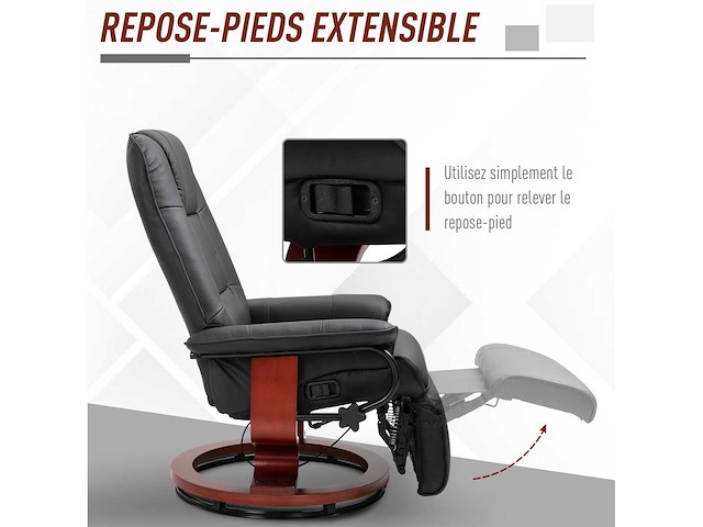 Verstelbare leunstoel met verstelbare voetensteun 360° - afbeelding 7 van  9