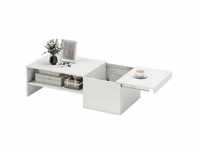 Verstelbare salontafel, metalen rails, spaanplaat, glijmiddelen, witte - afbeelding 2 van  5