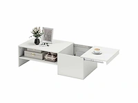 Verstelbare salontafel, metalen rails, spaanplaat, glijmiddelen, witte - afbeelding 2 van  5