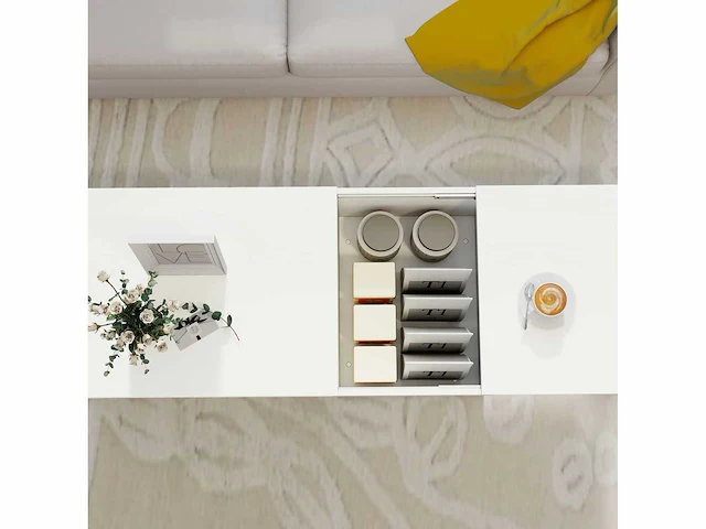 Verstelbare salontafel, metalen rails, spaanplaat, glijmiddelen, witte - afbeelding 4 van  5