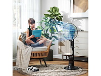 Verstelbare vernevelventilator 3 snelheden en 3 modi, 75° oscillatie, afstandsbediening, zwart - afbeelding 1 van  4
