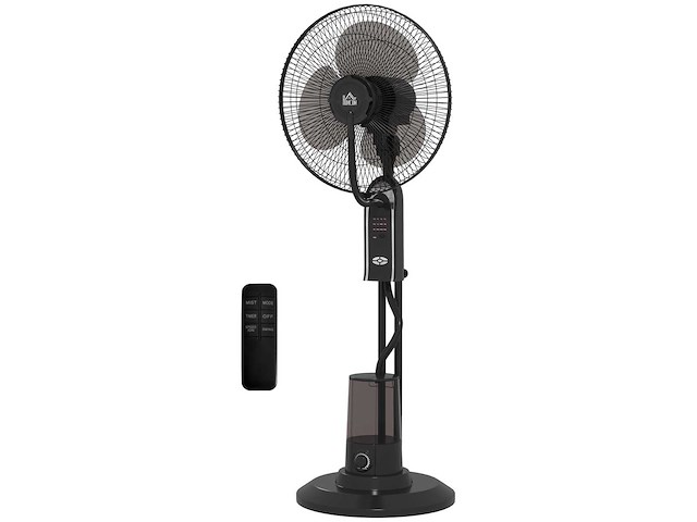 Verstelbare vernevelventilator 3 snelheden en 3 modi, 75° oscillatie, afstandsbediening, zwart - afbeelding 2 van  4
