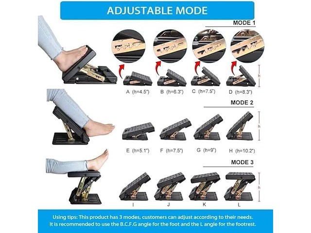 Verstelbare voetensteun voor onder het bureau - afbeelding 2 van  5