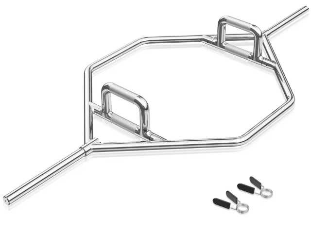 Versterkte open hex deadliftstang - zilver - afbeelding 1 van  8