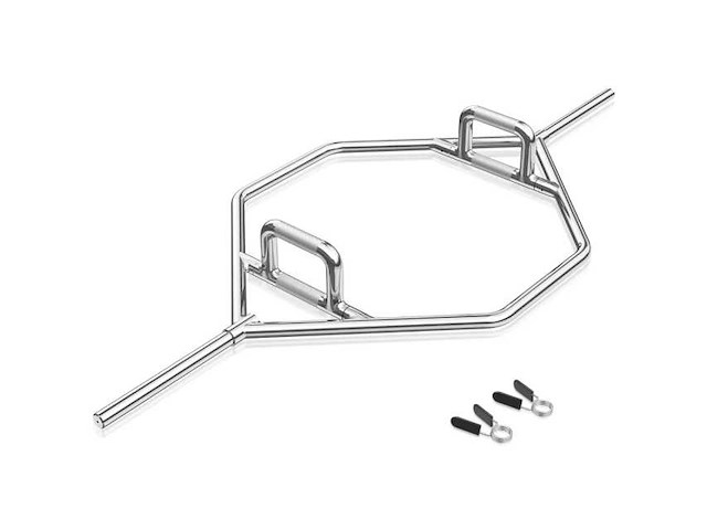 Versterkte open hex deadliftstang - zilver - afbeelding 3 van  8