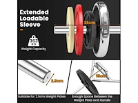 Versterkte open hex deadliftstang - zilver - afbeelding 6 van  8
