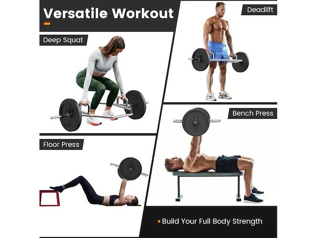 Versterkte open hex deadliftstang - zilver - afbeelding 7 van  8