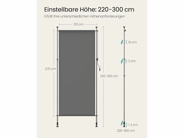 Verticale luifel, hoogte verstelbaar, 120 x (220-300) cm - afbeelding 4 van  5