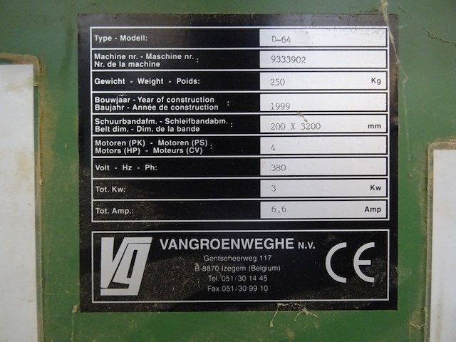 Verticale schuurmachine vangroenweghe - afbeelding 4 van  6