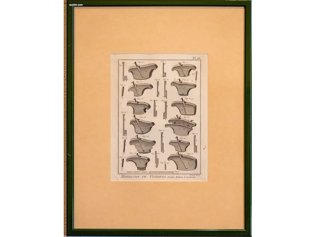Verzameling van 14 antieke franse kopergravures... - afbeelding 9 van  13