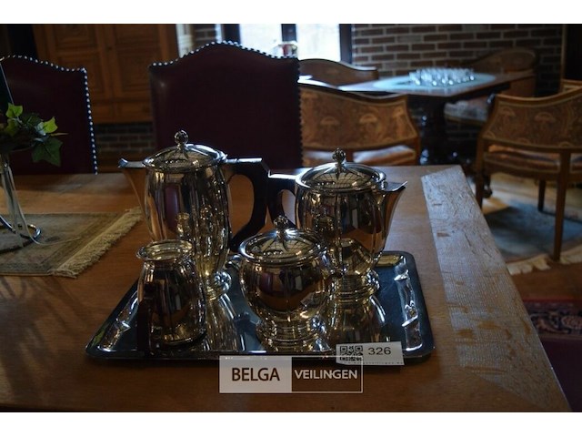 Verzilverd deco koffie en thee set - afbeelding 1 van  5