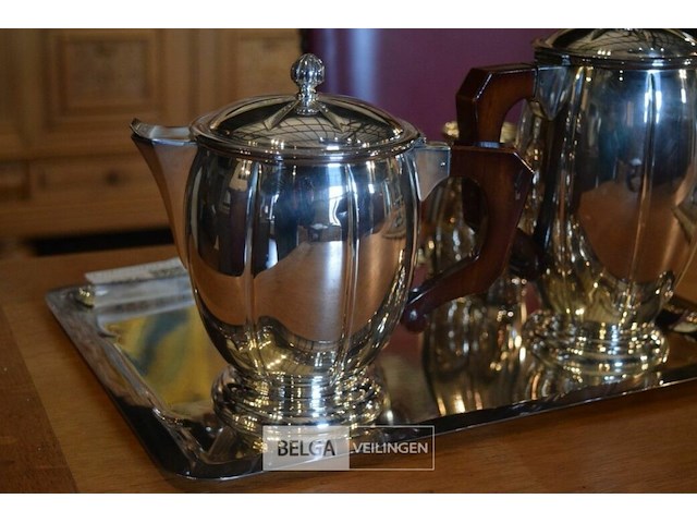 Verzilverd deco koffie en thee set - afbeelding 3 van  5