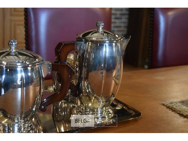 Verzilverd deco koffie en thee set - afbeelding 4 van  5