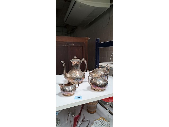 Verzilverde koffie en thee set philip ashberry &sons - afbeelding 1 van  2
