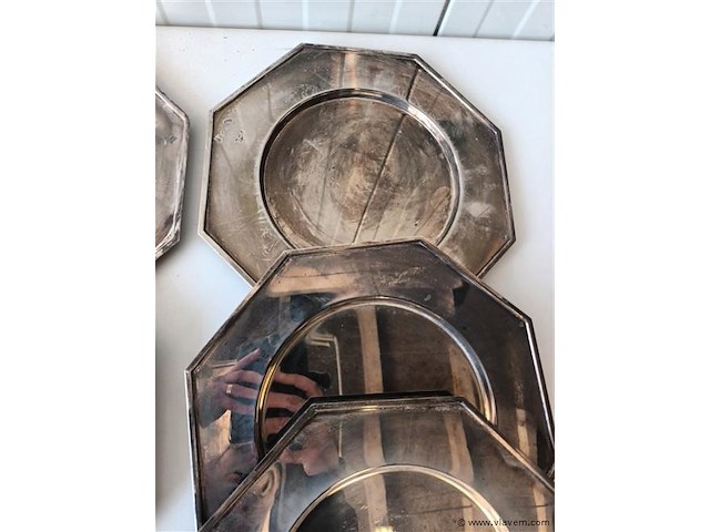 Verzilverde onderborden. 6 stuks - afbeelding 3 van  4