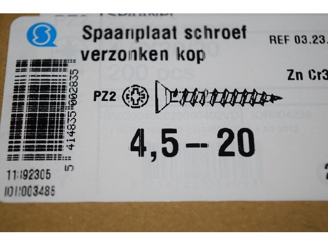 Verzink schroeven 4,5x20, ca. 48 doosjes x200st. - afbeelding 1 van  3