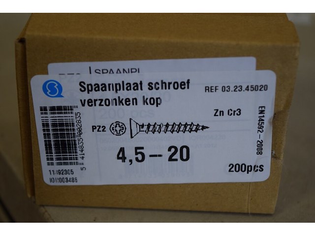 Verzink schroeven 4,5x20, ca. 48 doosjes x200st. - afbeelding 2 van  3