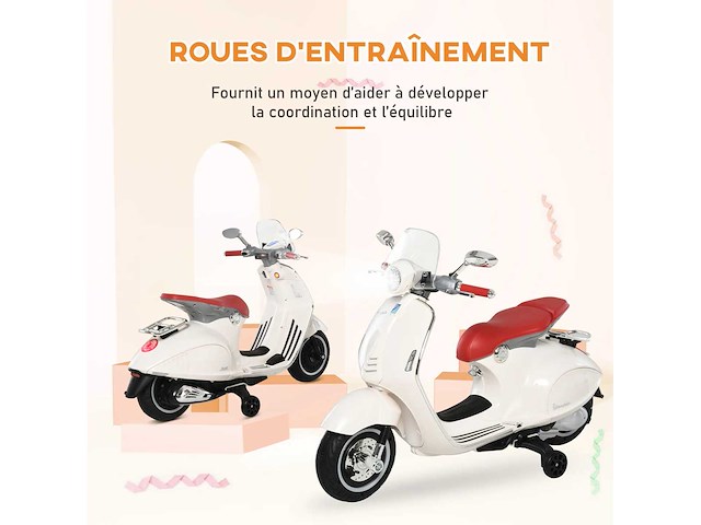 Vespa scooter elektrische motorfiets kinderen 6v - afbeelding 8 van  9