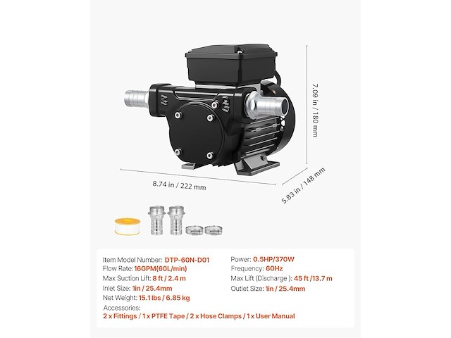 Vevor brandstoftransferpomp - afbeelding 4 van  5