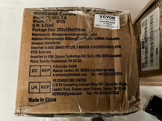 Vevor cc-czjl-2.5 werkbank wielen kit (4x) - afbeelding 5 van  6