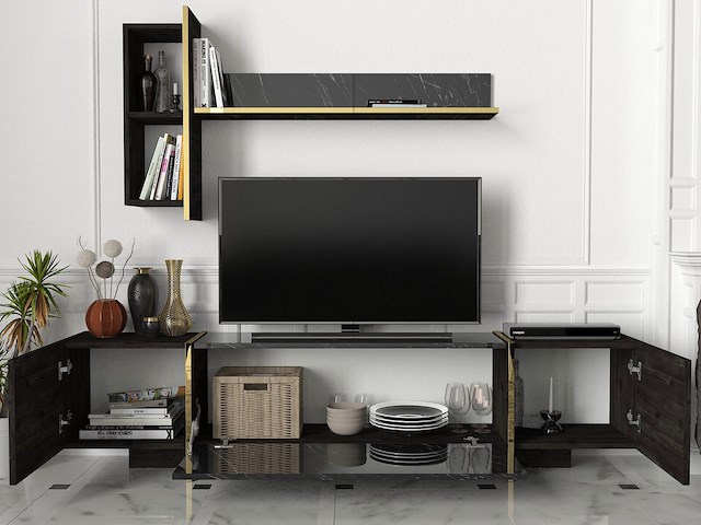 Veyron tv-meubel | 100% melamine | zwart, goud - afbeelding 2 van  7