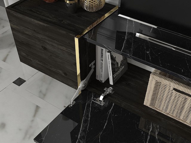 Veyron tv-meubel | 100% melamine | zwart, goud - afbeelding 3 van  7