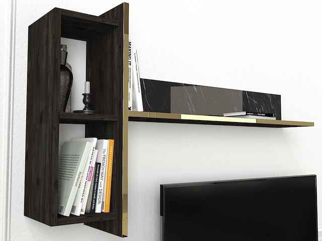 Veyron tv-meubel | 100% melamine | zwart, goud - afbeelding 4 van  7
