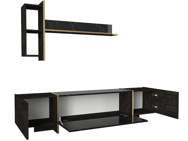 Veyron tv-meubel | 100% melamine | zwart, goud - afbeelding 5 van  7