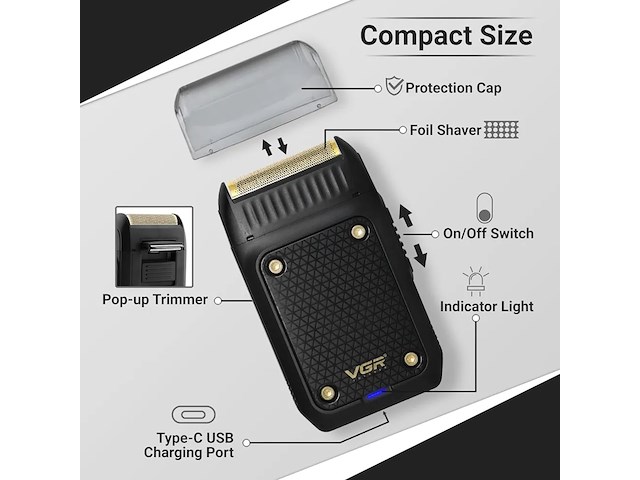 Vgr v-353 - compacte professionele razor elektrische scheerapparaat - afbeelding 2 van  8