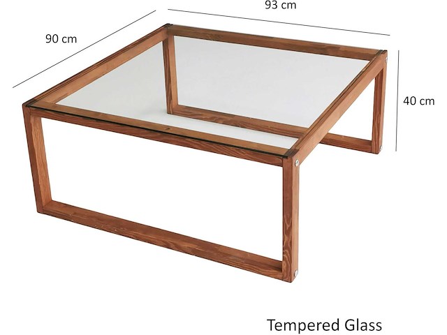 Via salontafel | gehard glas | houten - afbeelding 2 van  9