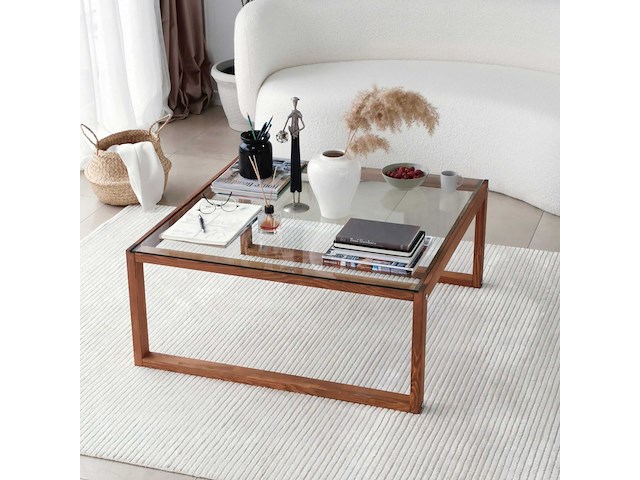 Via salontafel | gehard glas | houten - afbeelding 8 van  9