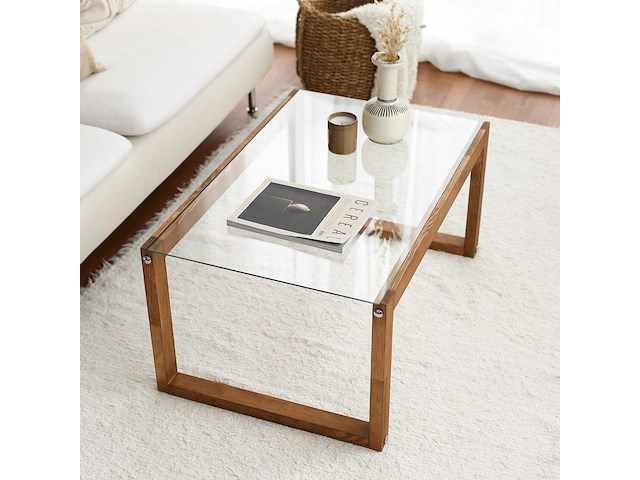 Via salontafel | gehard glas | houten - afbeelding 1 van  8