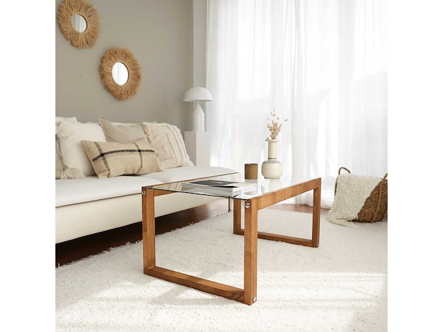 Via salontafel | gehard glas | houten - afbeelding 2 van  8