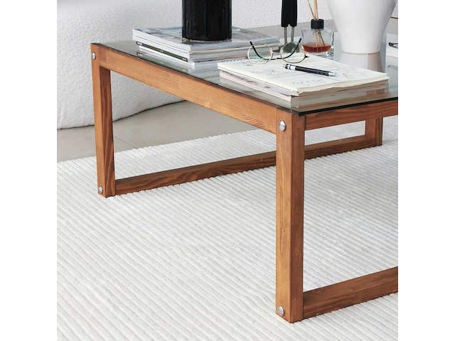 Via salontafel | gehard glas | houten - afbeelding 4 van  8