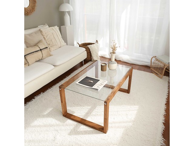 Via salontafel | gehard glas | houten - afbeelding 5 van  8