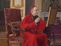 Victor marais-milton (1872-1948), a cardinal, enjoying a piece of art, oil on canvas 46 x 37.5 cm. (18.10 x 14.75 in.), frame: 71 x 62 cm. (27.94 x 24.41 in.) - afbeelding 5 van  6