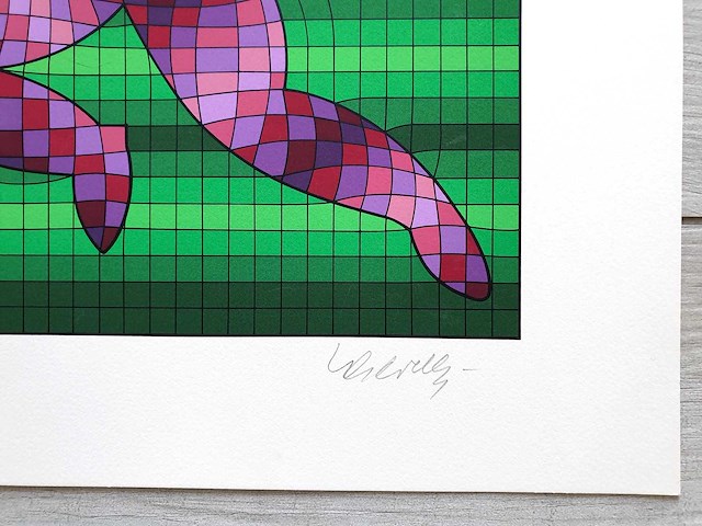 Victor vasarely - tennis player - kleurenzeefdruk - afbeelding 3 van  4