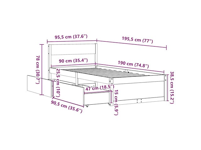 Vidaxl bedframe - afbeelding 2 van  4