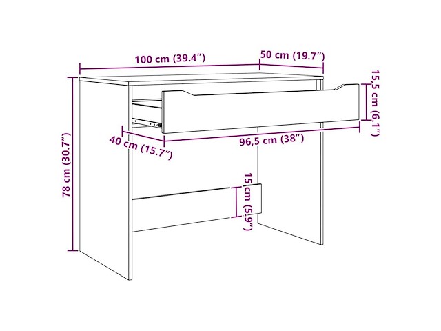 Vidaxl bureau met lade - afbeelding 2 van  4