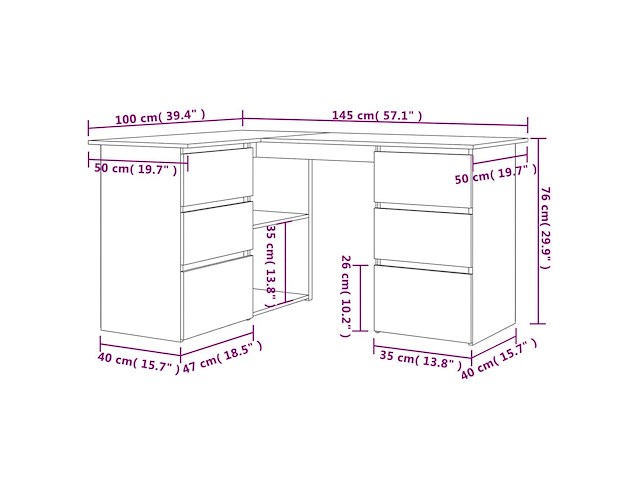 Vidaxl hoekbureau - afbeelding 2 van  4