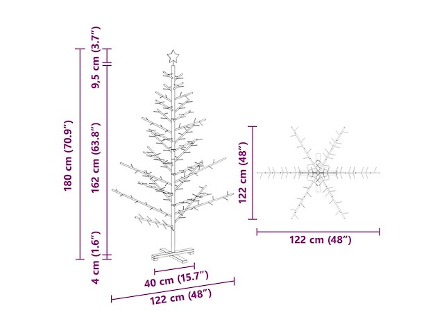 Vidaxl houten kerstboom (180 cm) - afbeelding 2 van  4