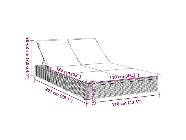 Vidaxl ligbed 2-persoons - afbeelding 2 van  4