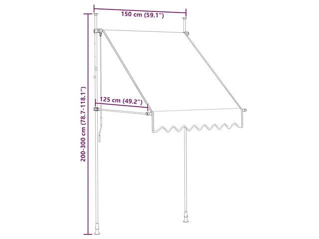 Vidaxl luifel handmatig (150 cm) - afbeelding 3 van  3
