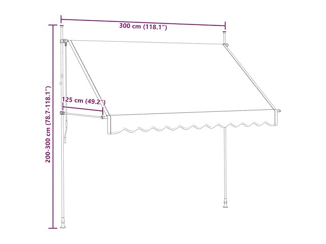 Vidaxl luifel handmatig (300 cm) - afbeelding 3 van  3
