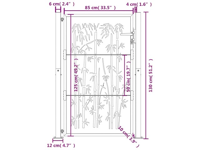 Vidaxl poort met bamboe-ontwerp - afbeelding 3 van  3