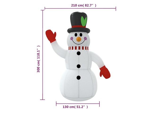 Vidaxl sneeuwpop opblaasbaar met led's (300 cm) - afbeelding 2 van  6