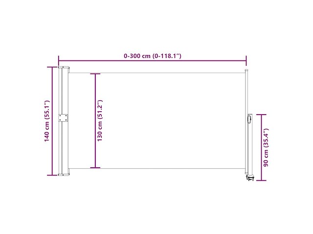 Vidaxl tuinscherm uittrekbaar (140 x 300 cm) - afbeelding 2 van  4