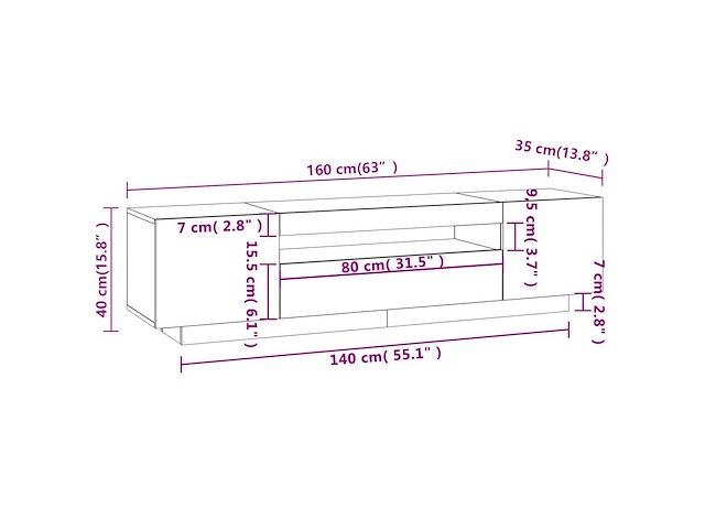 Vidaxl tv-meubel met led-verlichting - afbeelding 3 van  4