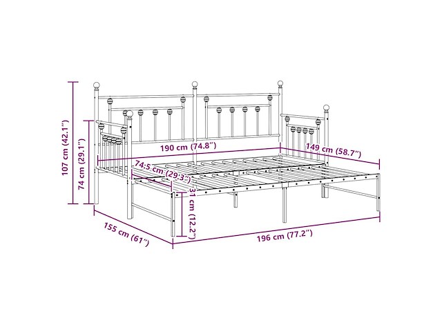 Vidaxl uitschuifbaar zetelbed frame - afbeelding 3 van  4